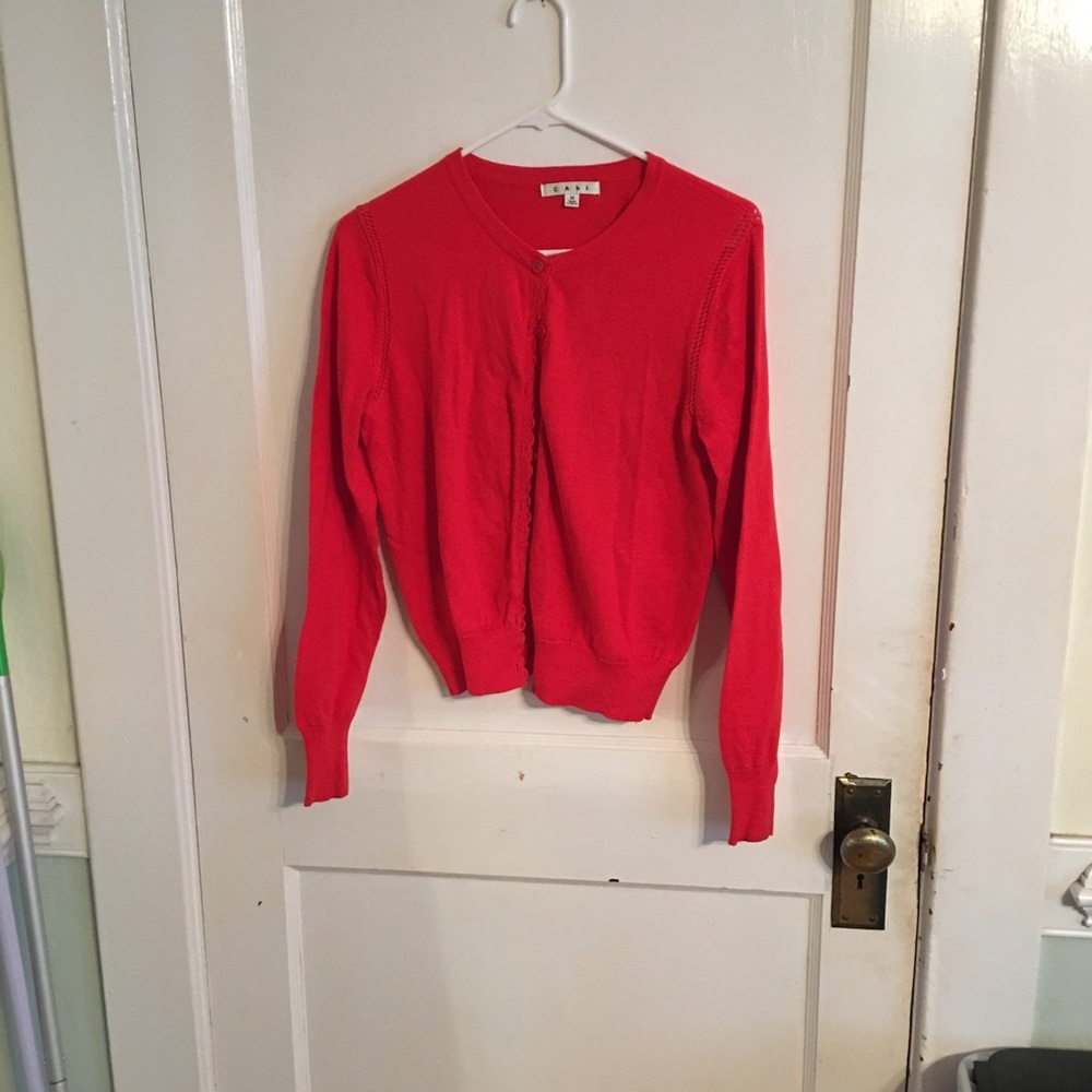 CAbi Red Button Up Sweater